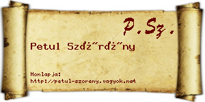 Petul Szörény névjegykártya